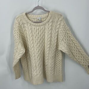 J. Jill lambs wool blend cable knit chunky sweater MP
